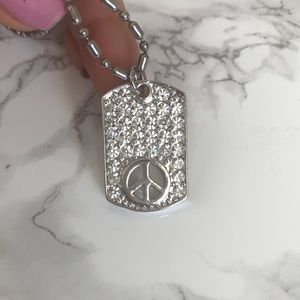 Crystal Peace Sign Dog Tags